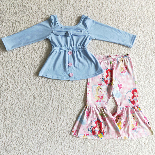 New Design Baby Girls Clothing Long Sleeve Bell Bottoms Fall Outfits GLP0144