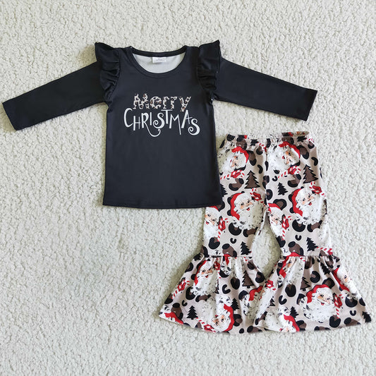 Merry Christmas Toddlers Girls Clothes Boutique Santa Claus Kids Outfits GLP0150