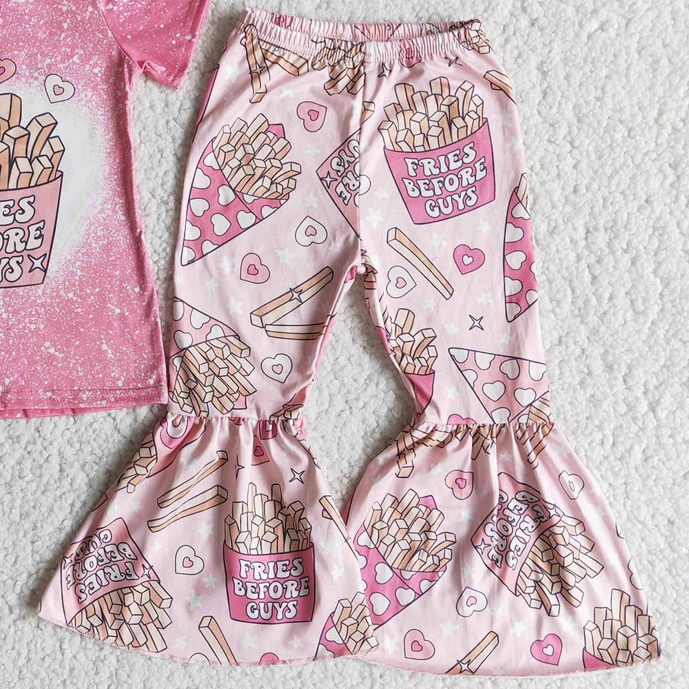 New Fashion Kids Clothes Girls Bell Bottom Pants Set Spring Cute Baby Girls Clothes High Quality E12-18