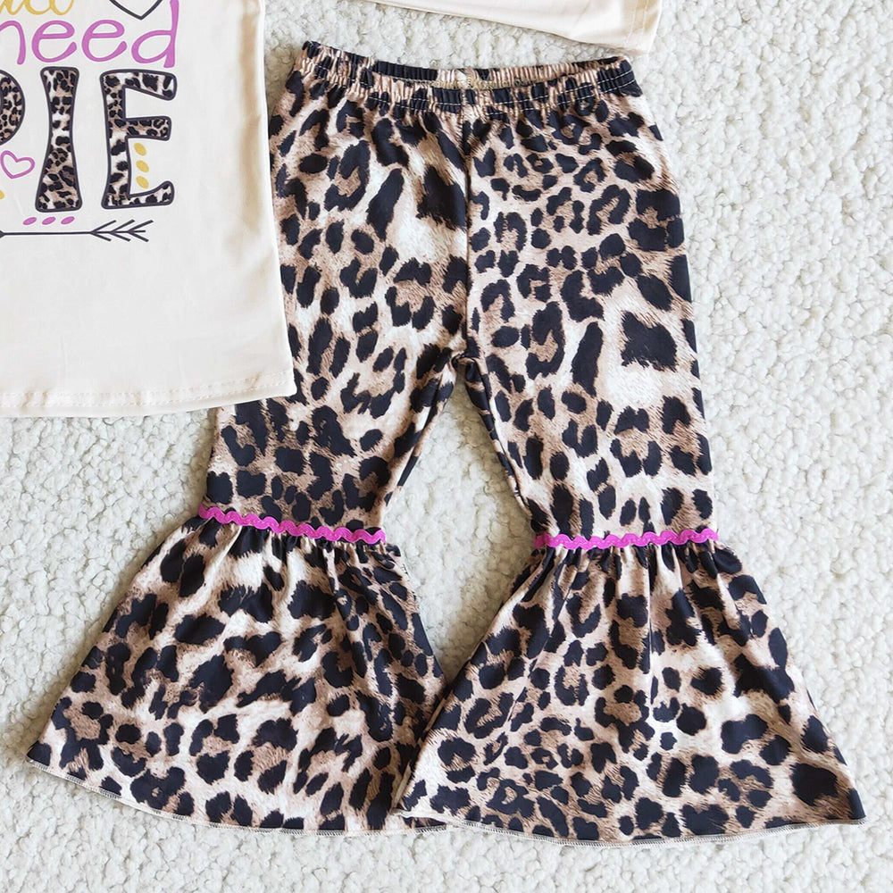 Hot Sale Girls Clothing Set Fashion Baby Girl Clothes Leopard Bell Pants Set 6 A23-20