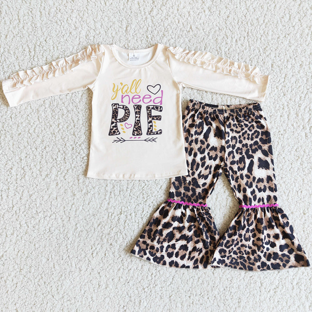 Hot Sale Girls Clothing Set Fashion Baby Girl Clothes Leopard Bell Pants Set 6 A23-20