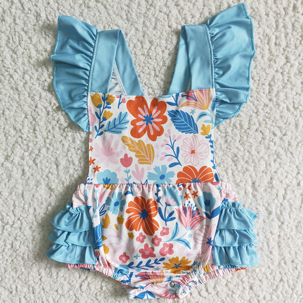 New Fashion Baby Girls Designer Clothes Cute Baby Rompers Summer Toddler Girls Clothes Dress Flower Print Sister Sibling Outfits GSSO0099