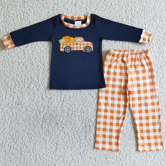 Pumpkin Embroidery Boys Clothing Halloween Children Outfits BLP0002