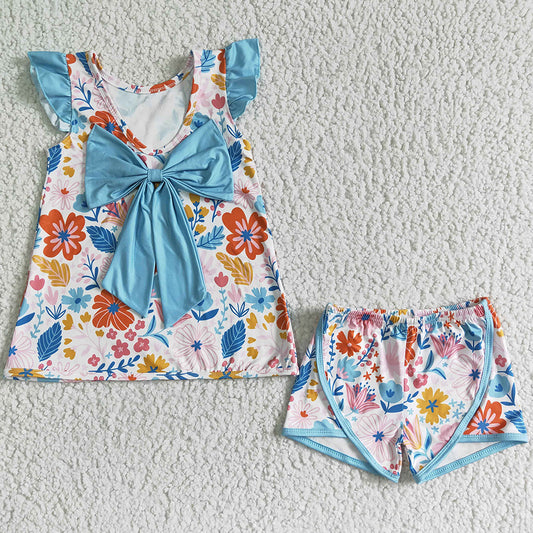 Hot Sale Kids Designer Clothes Girls Summer Outfits Flower Print Cute Baby Girl Clothes Set Matched Romper Boutique Girls Romper GSSO0098