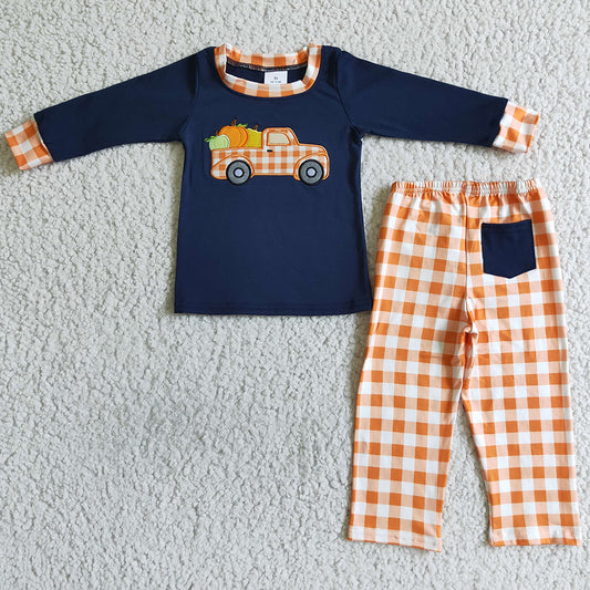 Pumpkin Embroidery Boys Clothing Halloween Children Outfits BLP0002