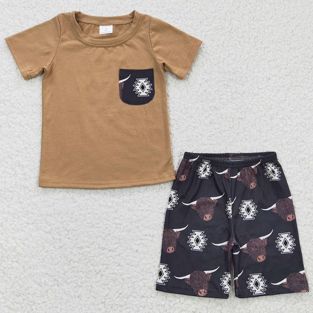 Boutique Boys Clothing Cow Print Cute Kids Boy Outfits BSSO0148