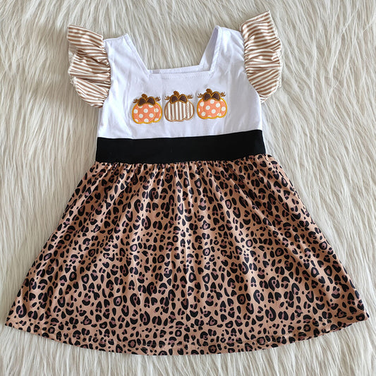 Halloween Toddler Girls Dress Pumpkin Embroidery Boutique Baby Girls Dress Romper C6-16