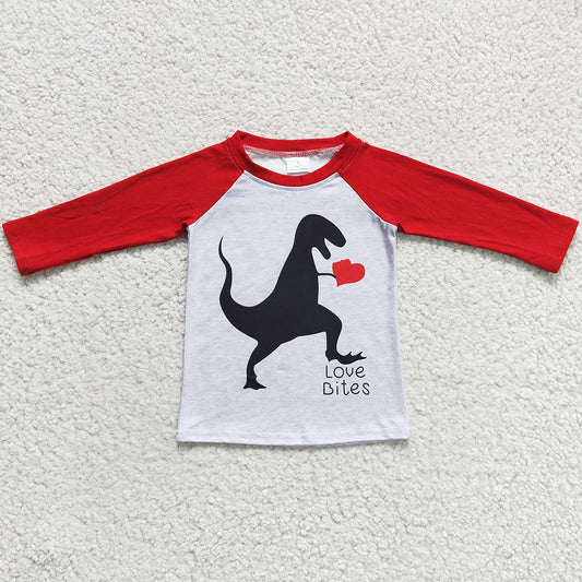 Valentine's Day Baby Boys Clothes T-shirt Dinosaur Cute Boys Clothing Top 6 B12-7