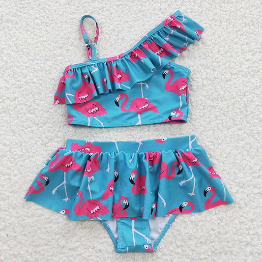 Boutique Baby Girls Swimsuits Flamingo Tow Pieces Swimsuits S0087