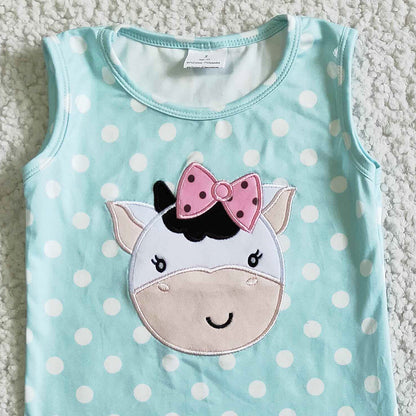 RTS Wholesale Baby Girl Clothes Set Cotton Cow Embroidery Boutique Toddler Girls Clothes Kids Summer Outfits Cute Girls Clothing GSSO0088