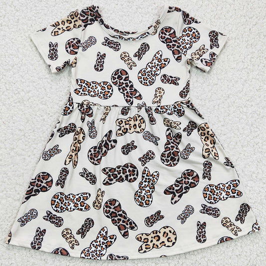 Cute Baby Girls Dress Easter Bunny Print Boutique Girl Dresses GSD0227