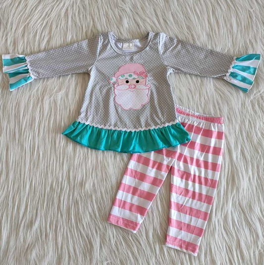 Baby Girl Clothes Set Santa Claus Embroidery Boutique Girls Christmas Clothing Kids Outfits 6 A11-27