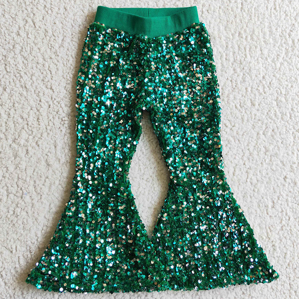 New Boutique Girls Sequins Pants Fashion Baby Girls Bell Bottom Pants P0033