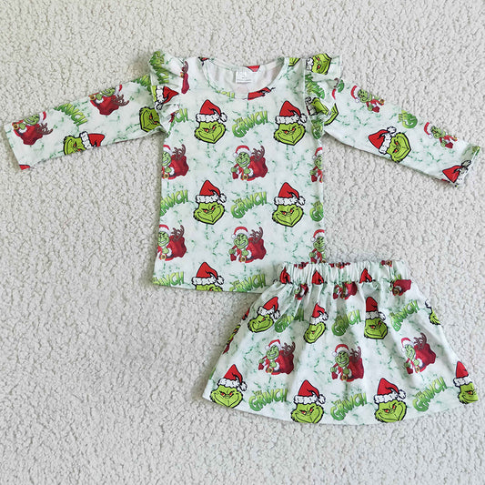 New Design Christmas Baby Girl Clothes Skirt Set GLD0081