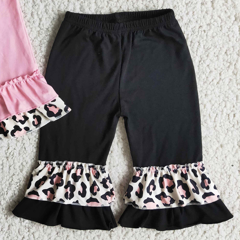 New Fashion Kids Designer Clothes Girl Outfits Easter Boutique Baby Girl Clothes Leopard Bunny Cute Kids Clothes Wholesale Sets