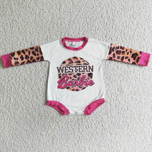 Western Style Infant Baby Girls Romper Leopard Print Baby Clothing LR0033