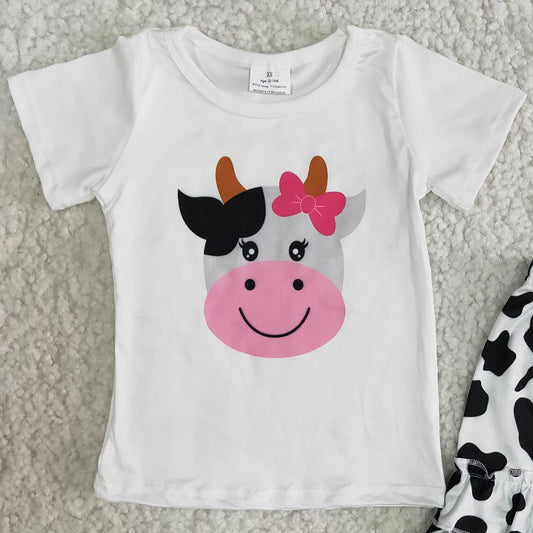 Hot Sale Baby Girl Clothes Cow Print Cute Toddler Girls Clothes Kids Outfits Wholesale B5-23