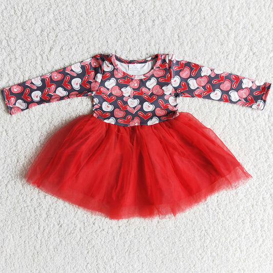 Valentine's Day Baby Girls Dress Long Sleeve Love Dresses 6 A26-19