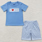 Boutique Girls Clothes Cotton Embroidery Girls Summer Outfits I Love Dad GSSO0187