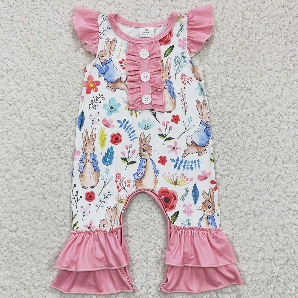 Cute Baby Girls Romper Bunny Print Easter Infant Baby Rompers Jumpsuit SR0198