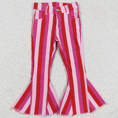 Fashion Baby Girls Clothes Short Sleeve T-shirt with Jeans Bell Bottom Pants Set GT0107 P0043