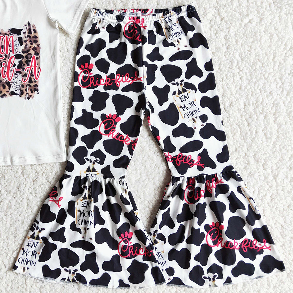 New Arrival Baby Girl Clothes Cow Printed Cute Kids Designer Clothes Girls Toddler Outfits Fashion Girls Clothing Children Sets E7-2