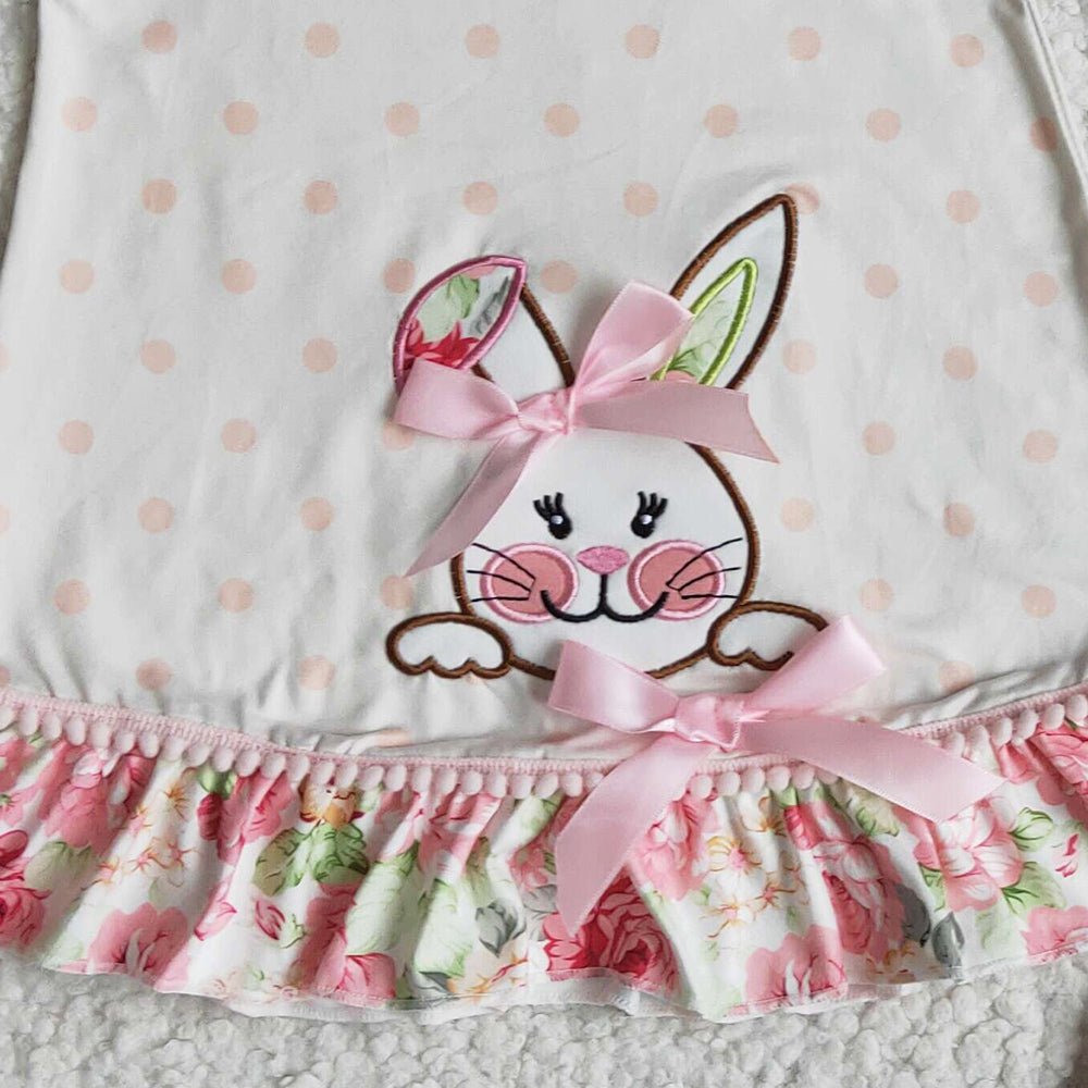 Baby Girl Clothes Flutter Sleeve Bunny Embroidered Easter Girls Boutique Clothing Capris 2Pcs Boutique Outfit Wholesale