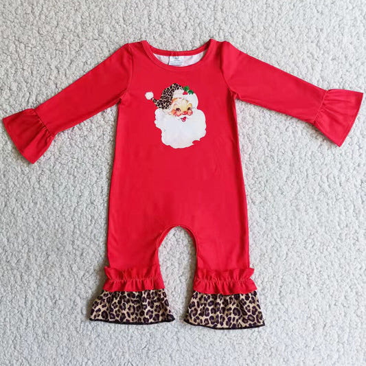 Christmas Infant Baby Girls Rompers Santa Claus Print Cute Long Sleeve Girls Romper 6 A10-4