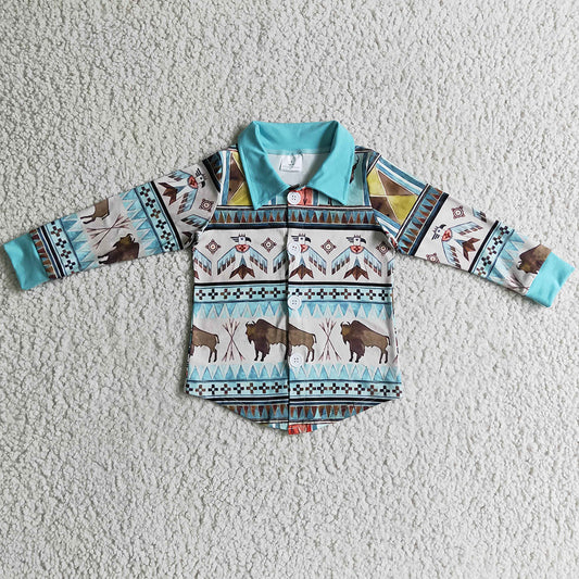 Hot Sale Boys T-shirt Cow Print Long Sleeve Baby Boy Clothes Top BT0090