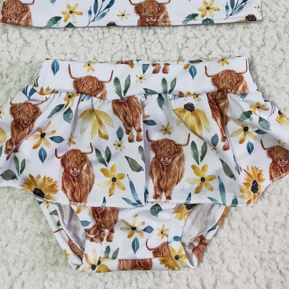 RTS Wholesale Baby Girls Swim Clothes Swimsuit Fashion Cow Print Cute Toddler Girls Swimsuit Boutique Kids Clothing Swimwear S0025