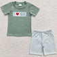 Boutique Girls Clothes I Love Mom Cotton Embroidery Outfits GSSO0189 BSSO0173