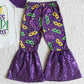 Wholesale Baby Girl Mardi Gras Clothing Purple Cute Children Clothes Short Sleeve Sequins Bell Bottom Pant Spring Toddler Outfit E7-27