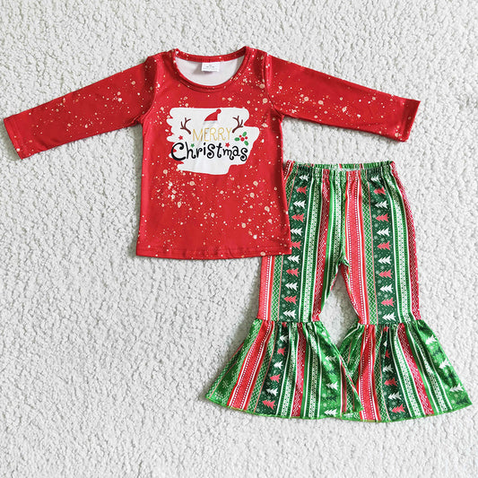 Hot Sale Baby Girl Clothes Kids Christmas Outfit Cute Girls Clothing Long Sleeve Bell Pants Set  6 A18-18