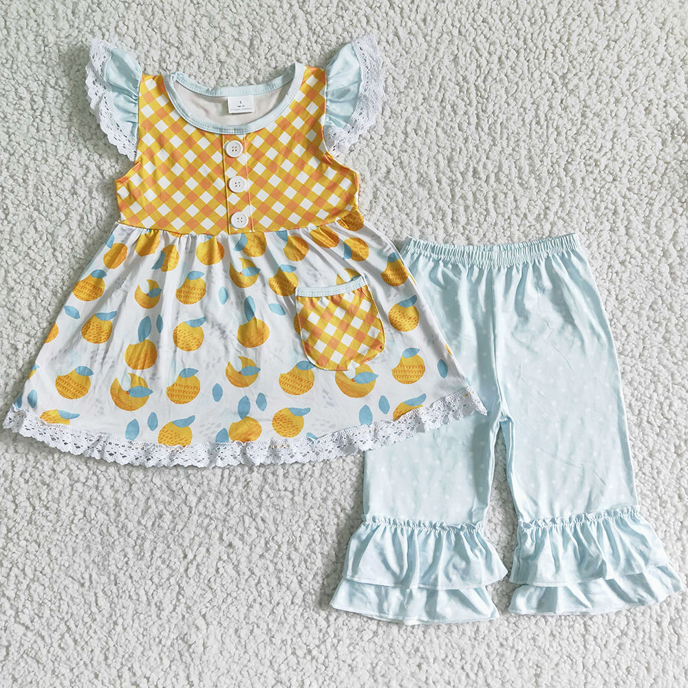 Cute Summer Girls Dress Matched Baby Girls Clothes Set Shorts Sleeve Fashion Girls Dresses Clothes Sister Outfits GSD0074