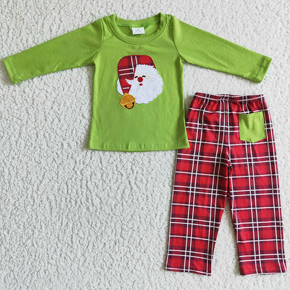 Christmas Girls Clothing Santa Claus Embroidery Boutique Kids Sibling Outfits GLP0099 9.9