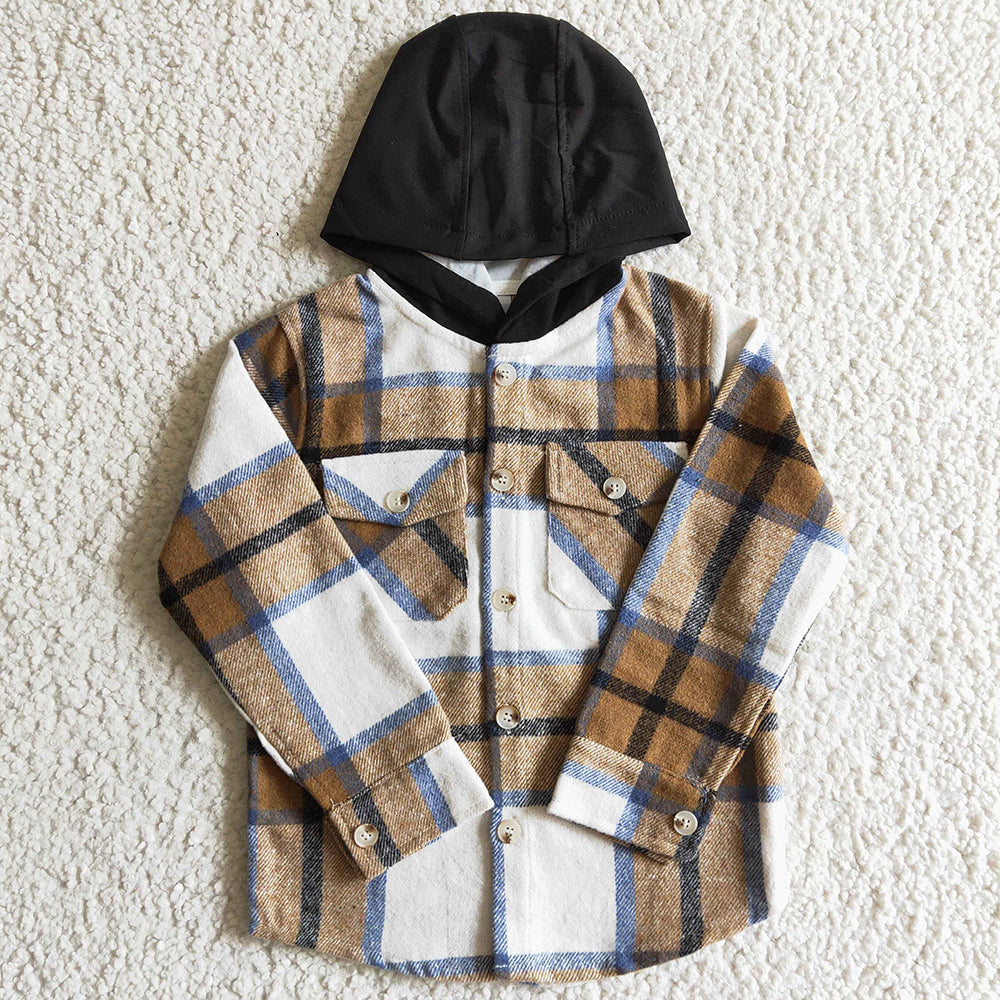 Hot Sale Toddler Boys Hoodies Jacket Coat Lattice Print Cute Boy Hoodie Top BT0076