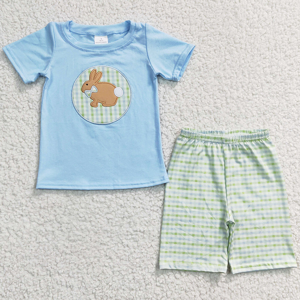 Easter Boys Clothes Bunny Embroidery Boutique Baby Boys Clothing Set BSSO0130