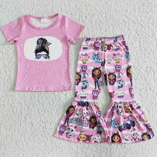 New Kids Clothes Girls Bell Bottom Outfits Fashion Kids Clothes Girls Outfits Cartoon Boutique Baby Girl Clothes A12-11