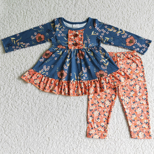 Flower Print Boutique Girls Clothing Toddler Outfits 6 B4-22