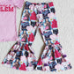 Fashion Baby Girls Clothes Spring Short Sleeve Bell Bottom Pants Outfits E8-4 4.18