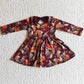 THanksgiving Boutique Girls Dress Turkey Print Pumpking Dress GLD0053