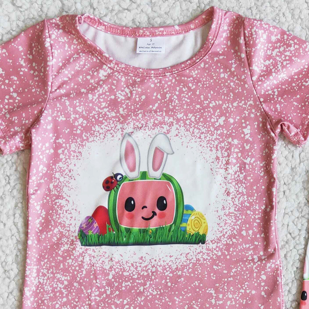 Wholesale Baby Girls Clothes Easter Bunny Cute Girls Clothing Bell Bottom Outfits Cartoon Kids Clothes Girls Set