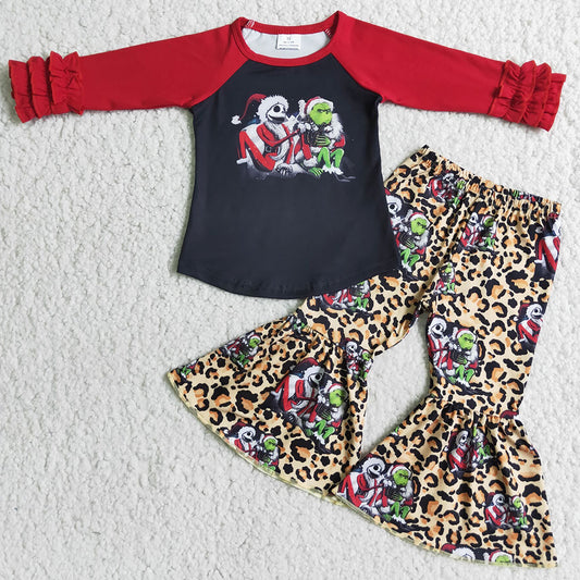 Christmas Toddler Girls Clothes Set Fashion Baby Girls Bell Bottom Pants Outfits 6 C9-22