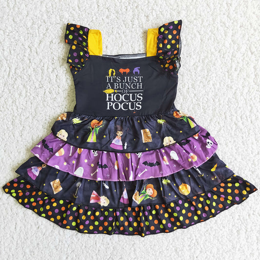 Hot Sale Fall Girl Dress Halloween Boutique Toddler Baby Girls Dresses Short Sleeve Holiday Dresses C3-23