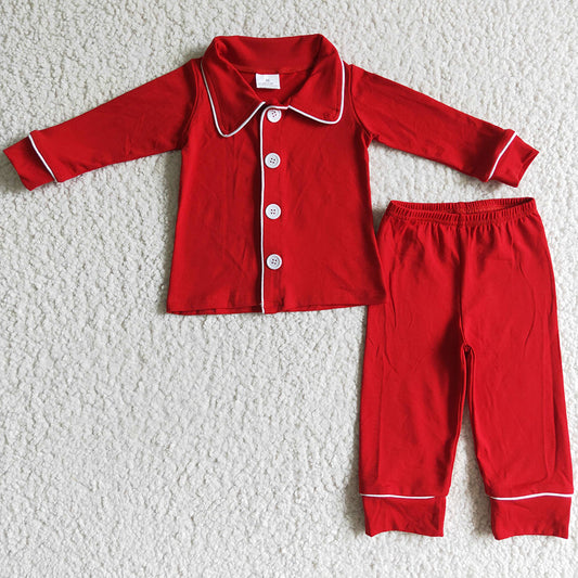 New Design Boutique Girls Pajamas Set Red Christmas Kids Pajamas GLP0101