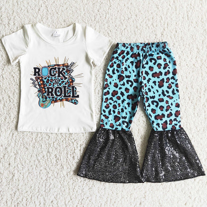 RTS Ruffles Girls Clothing Sets Short Sleeve Spring Summer Baby Girl Clothes Bell Pants Set Children Wear High Quality Outfits D4-15