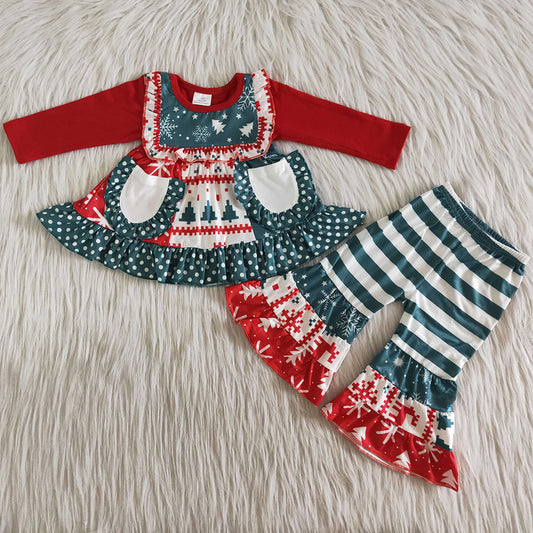 Christmas Boutique Baby Girls Clothes with Pocket Cute Kids Girls Clothing Outfits 6 B9-36