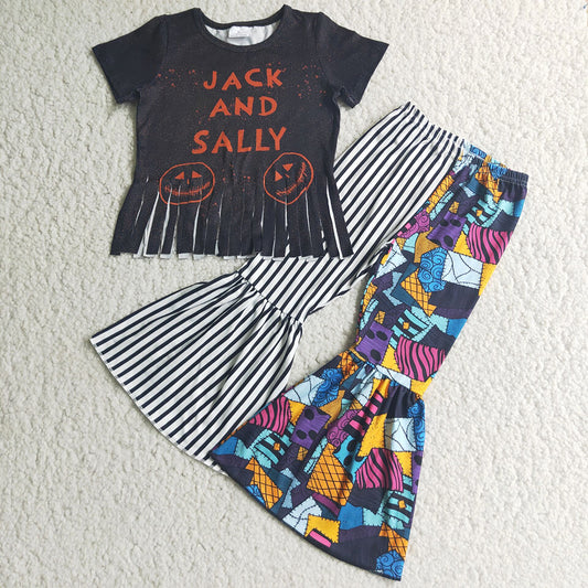 Fashion Girls Boutique Clothing Kids Halloween Outfits Fall Baby Girls Clothes Bell Pants Set Wholesale New E4-12