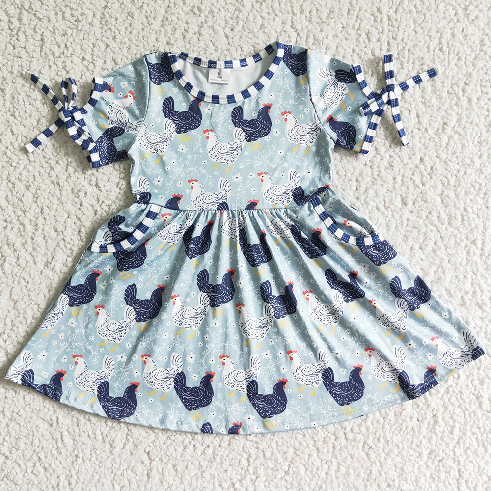 Fashion Baby Girl Dress Chicken Print Cute Girls Dress Matched Toddler Girl Clothes Bummie Set Boutique Kids Sister Outfits GSD0094