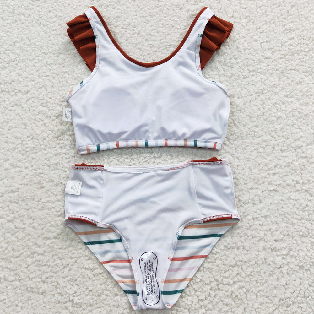 Baby Girls Swimsuit Stripe Ruffle Two Pieces Swimsuits S0082